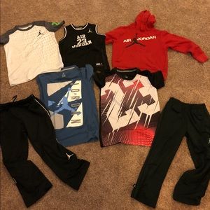 Jordan brand Boys size 5-8 5 shirts and 2 pants